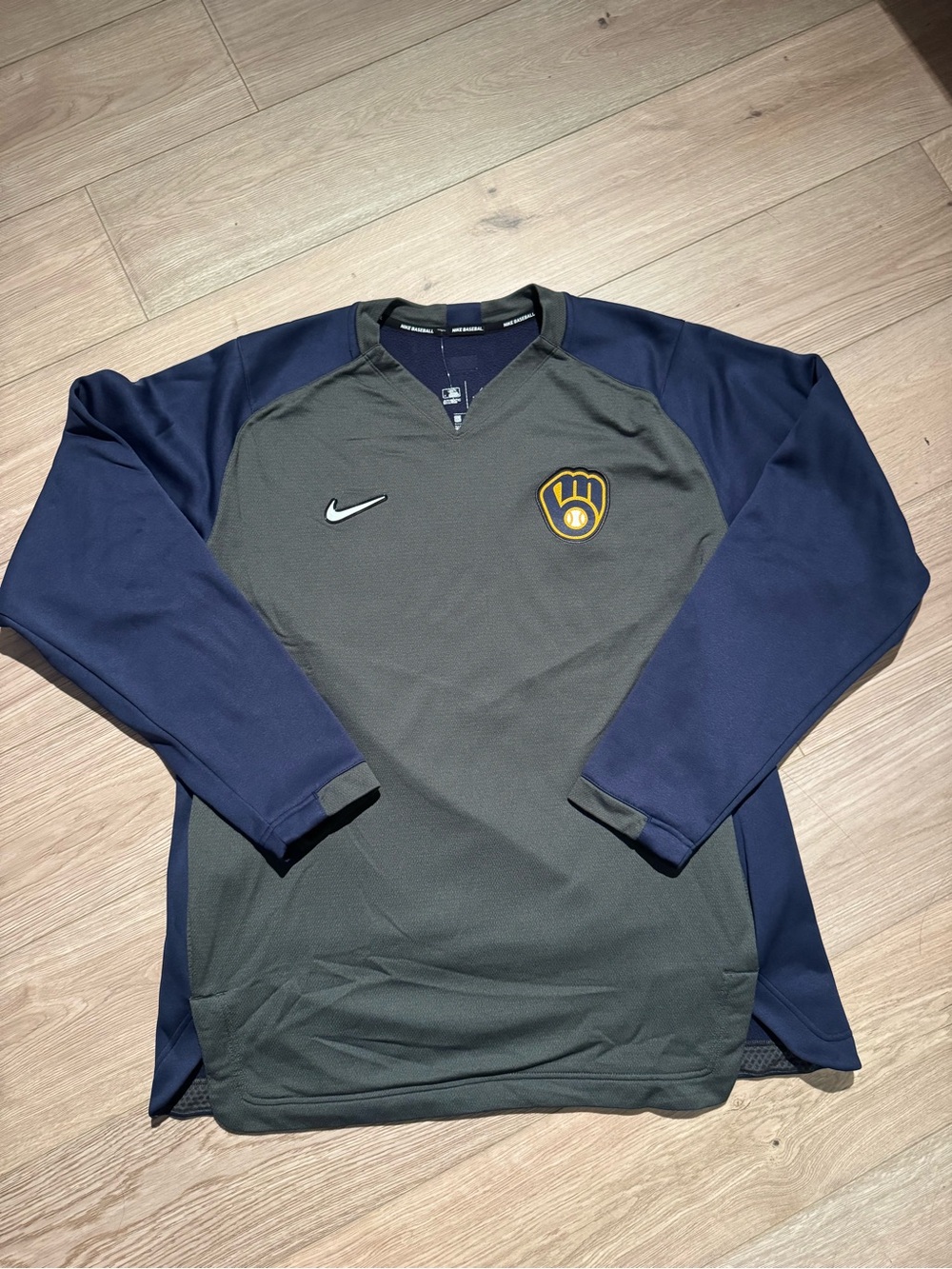 Nike Gray & Navy Milwaukee Brewers Performance Pullover